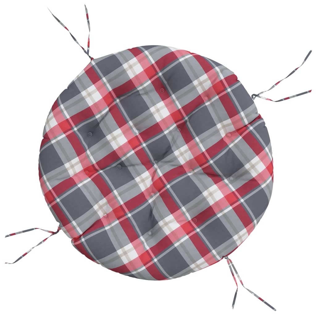 Zitkussen rond ruitpatroon Ø 100x11 cm oxford stof rood