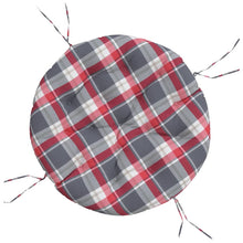 Zitkussen rond ruitpatroon Ø 100x11 cm oxford stof rood