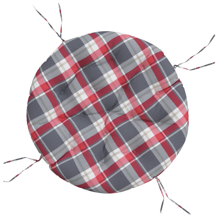Zitkussen rond ruitpatroon Ø 100x11 cm oxford stof rood