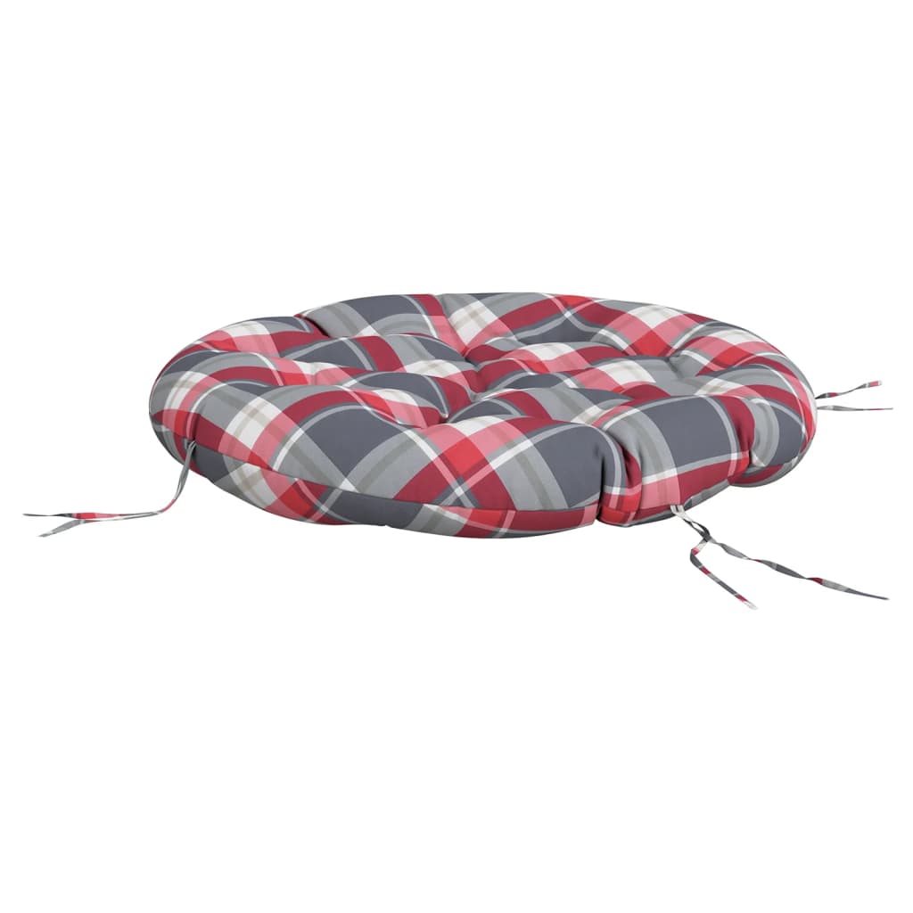 Zitkussen rond ruitpatroon Ø 100x11 cm oxford stof rood