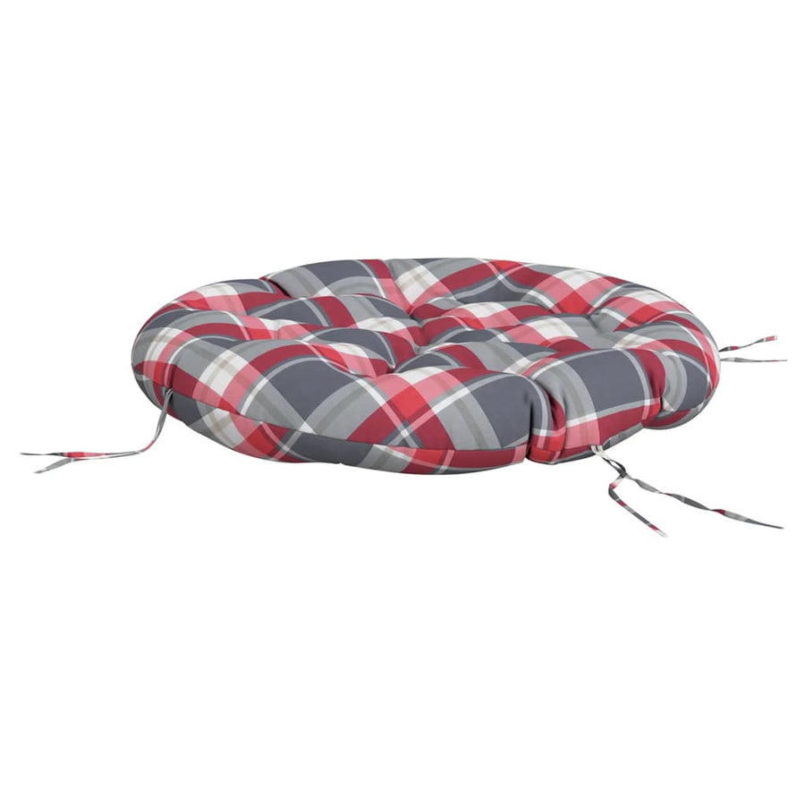 Zitkussen rond ruitpatroon Ø 100x11 cm oxford stof rood