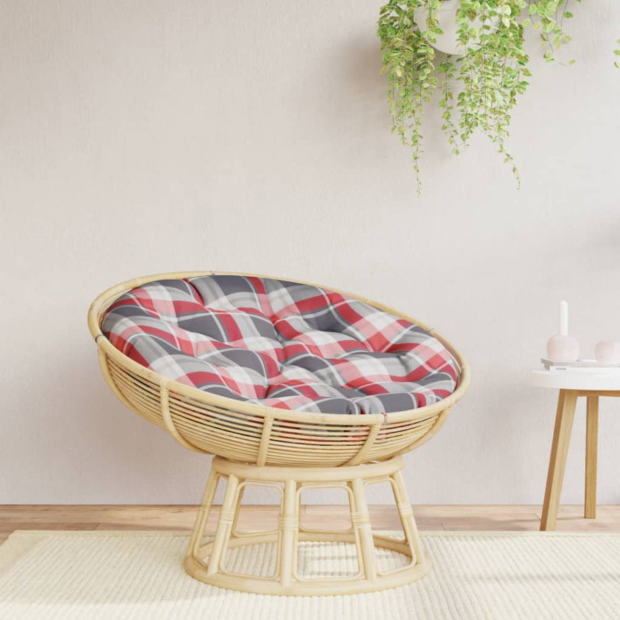 Zitkussen rond ruitpatroon Ø 100x11 cm oxford stof rood