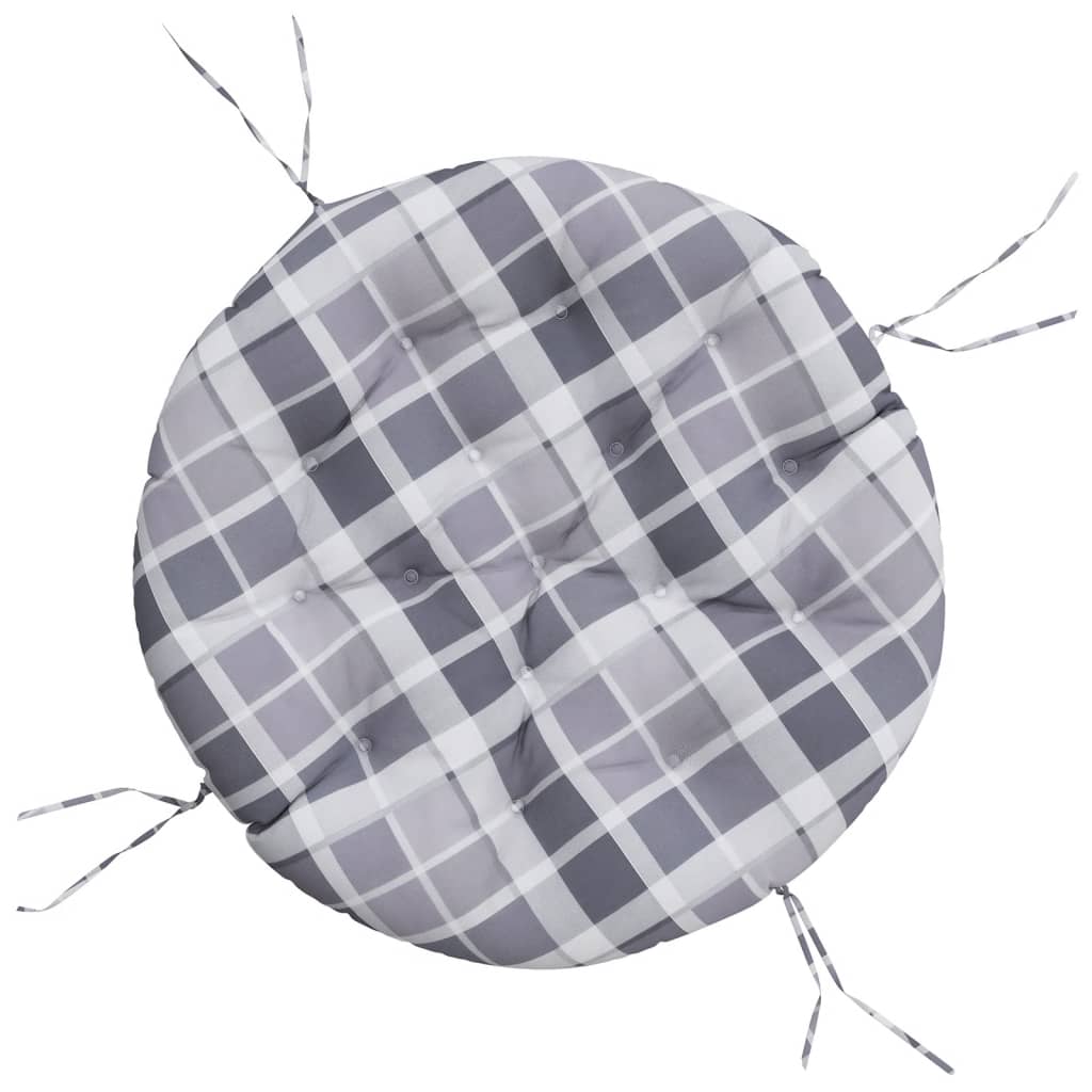 Zitkussen rond ruitpatroon Ø 100x11 cm oxford stof grijs