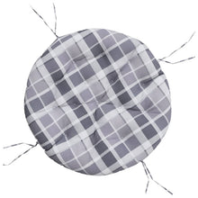 Zitkussen rond ruitpatroon Ø 100x11 cm oxford stof grijs