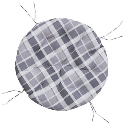 Zitkussen rond ruitpatroon Ø 100x11 cm oxford stof grijs