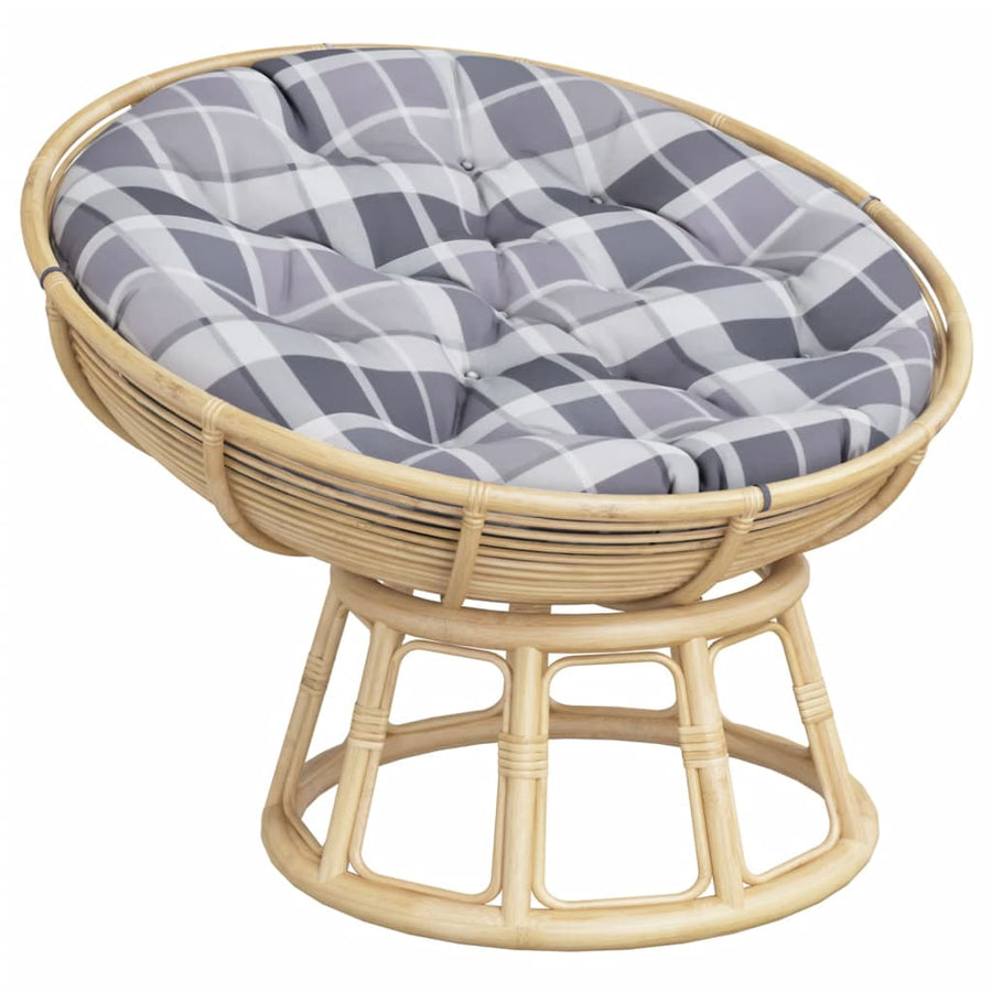 Zitkussen rond ruitpatroon Ø 100x11 cm oxford stof grijs