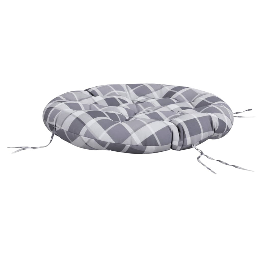 Zitkussen rond ruitpatroon Ø 100x11 cm oxford stof grijs