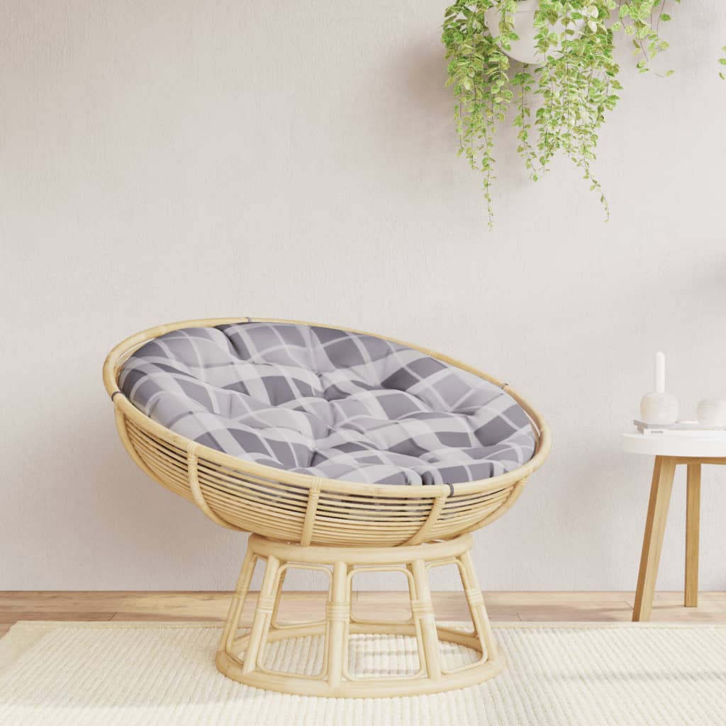 Zitkussen rond ruitpatroon Ø 100x11 cm oxford stof grijs
