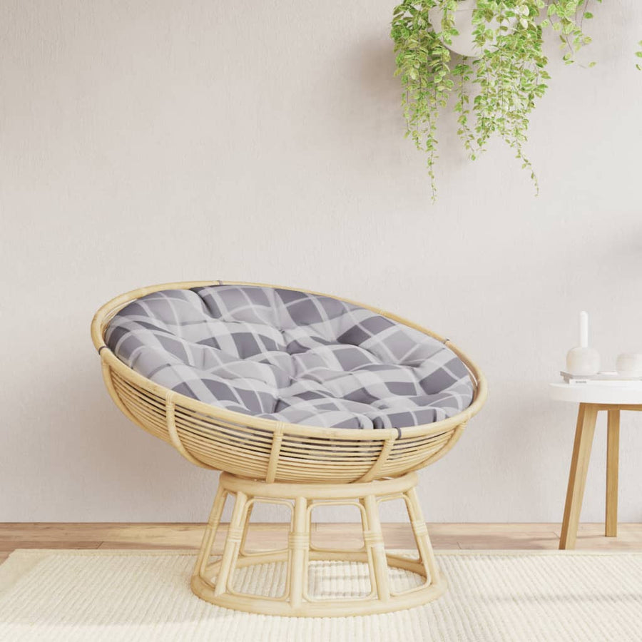 Zitkussen rond ruitpatroon Ø 100x11 cm oxford stof grijs