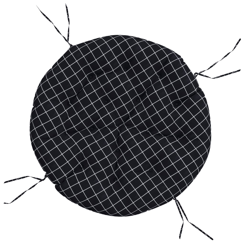 Zitkussen rond ruitpatroon Ø 100x11 cm oxford stof zwart