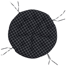 Zitkussen rond ruitpatroon Ø 100x11 cm oxford stof zwart