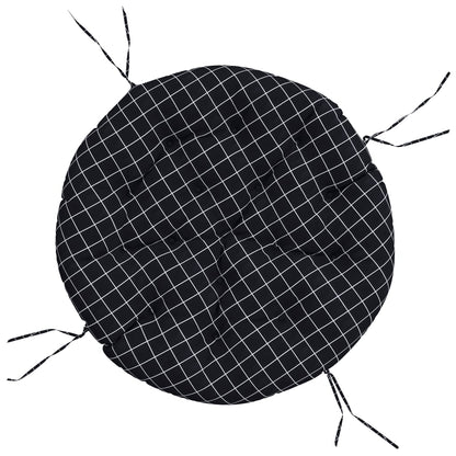 Zitkussen rond ruitpatroon Ø 100x11 cm oxford stof zwart