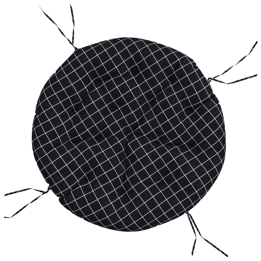 Zitkussen rond ruitpatroon Ø 100x11 cm oxford stof zwart