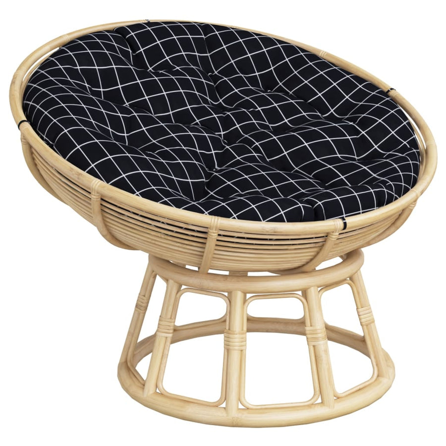 Zitkussen rond ruitpatroon Ø 100x11 cm oxford stof zwart