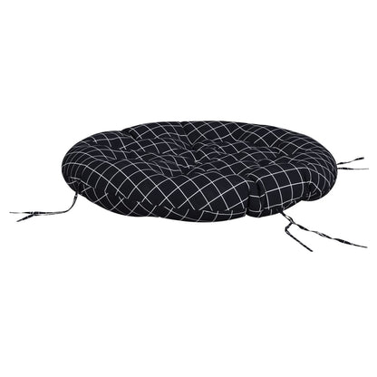Zitkussen rond ruitpatroon Ø 100x11 cm oxford stof zwart