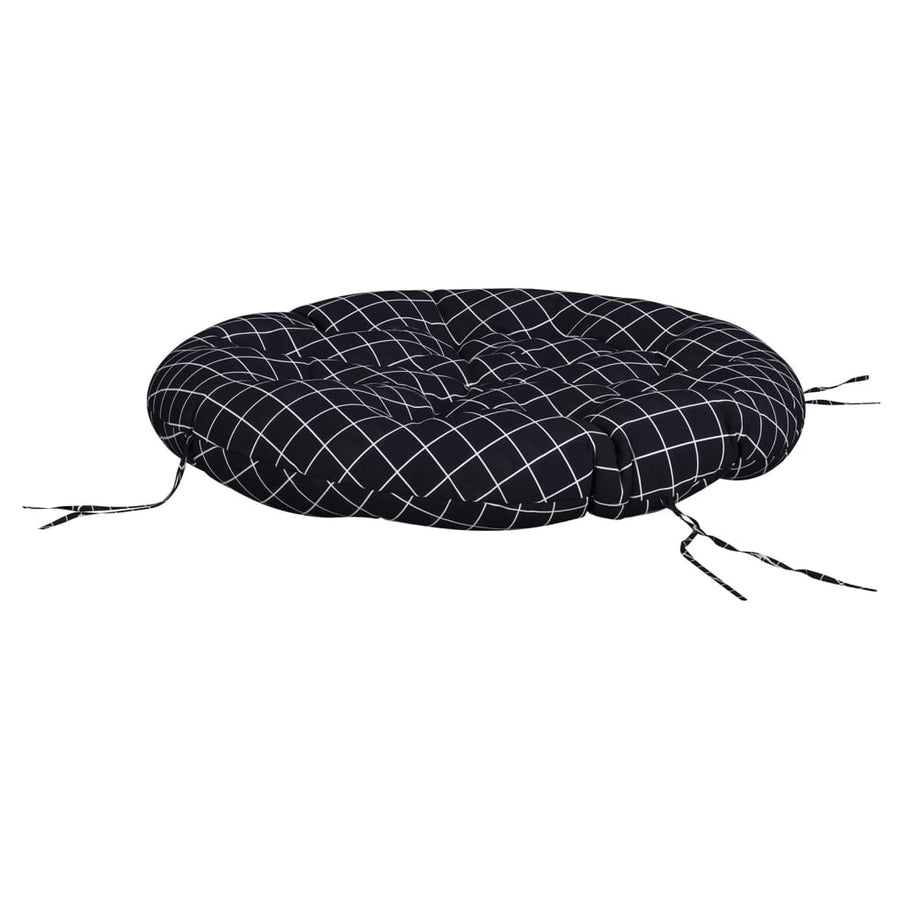 Zitkussen rond ruitpatroon Ø 100x11 cm oxford stof zwart