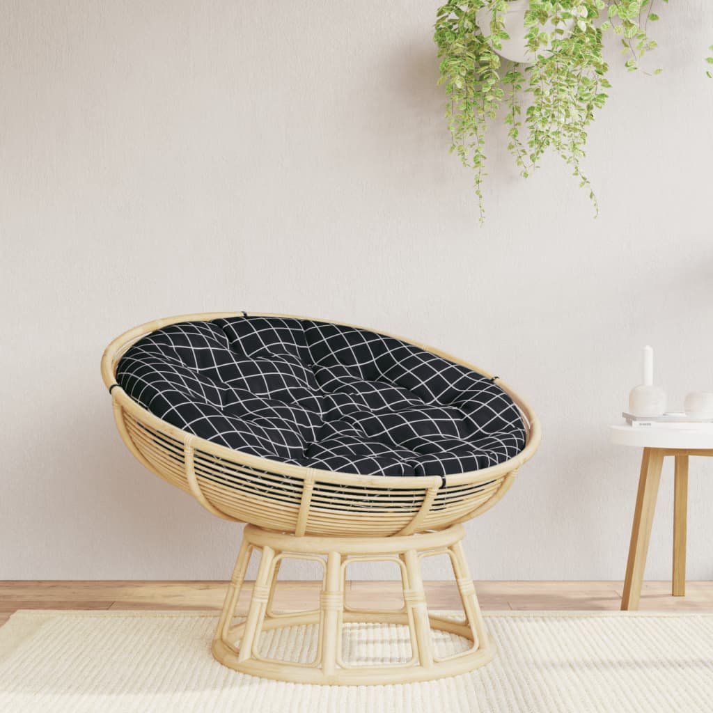 Zitkussen rond ruitpatroon Ø 100x11 cm oxford stof zwart