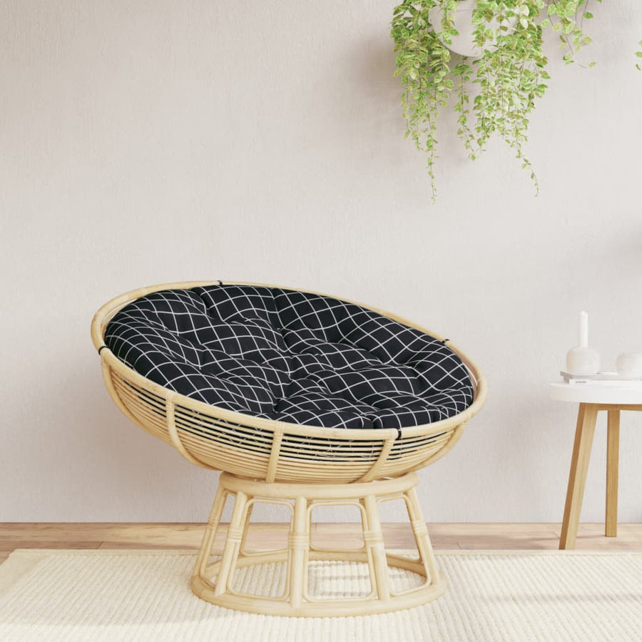 Zitkussen rond ruitpatroon Ø 100x11 cm oxford stof zwart