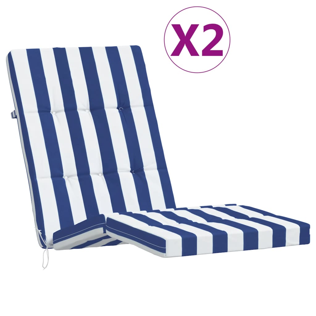Terrasstoelkussens Gestreept Oxford Stof En Blauw en wit