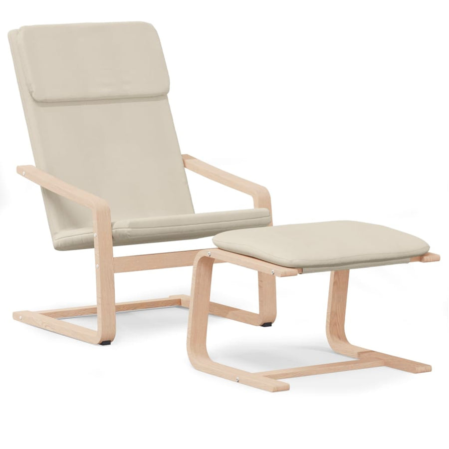 Relaxstoel Met Voetenbank Stof Kleurig Crème