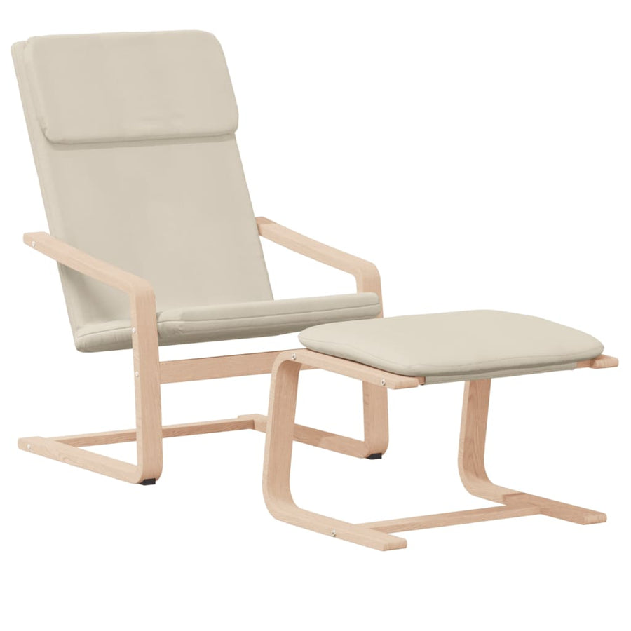 Relaxstoel Met Voetenbank Stof Kleurig Crème