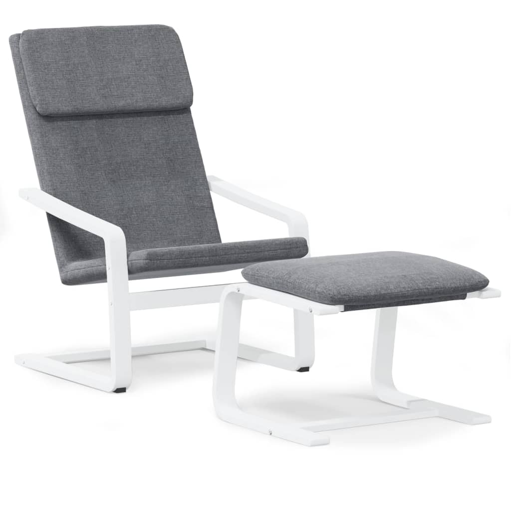 Relaxstoel Met Voetenbank Stof Donkergrijs dark grey and white