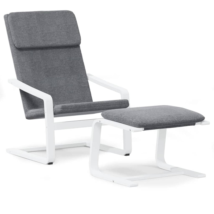 Relaxstoel Met Voetenbank Stof Donkergrijs dark grey and white