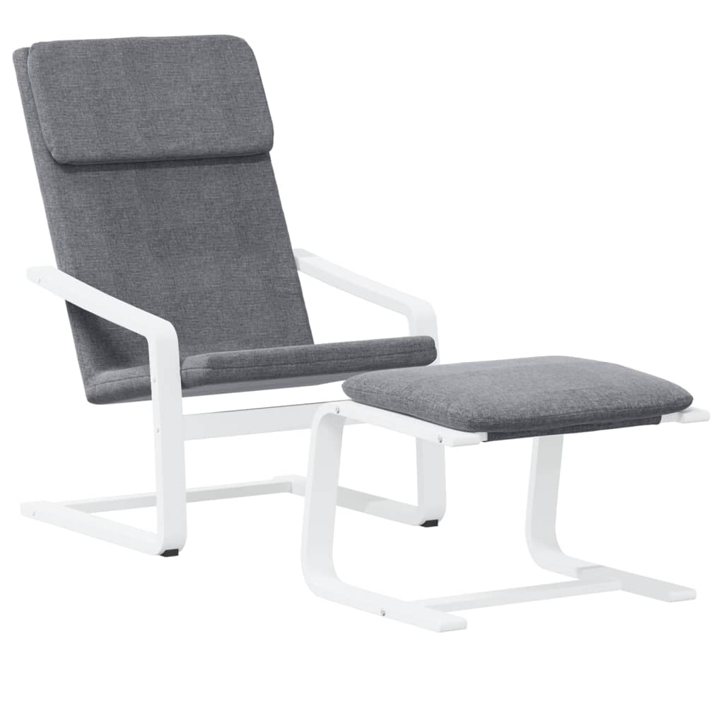 Relaxstoel Met Voetenbank Stof Donkergrijs dark grey and white