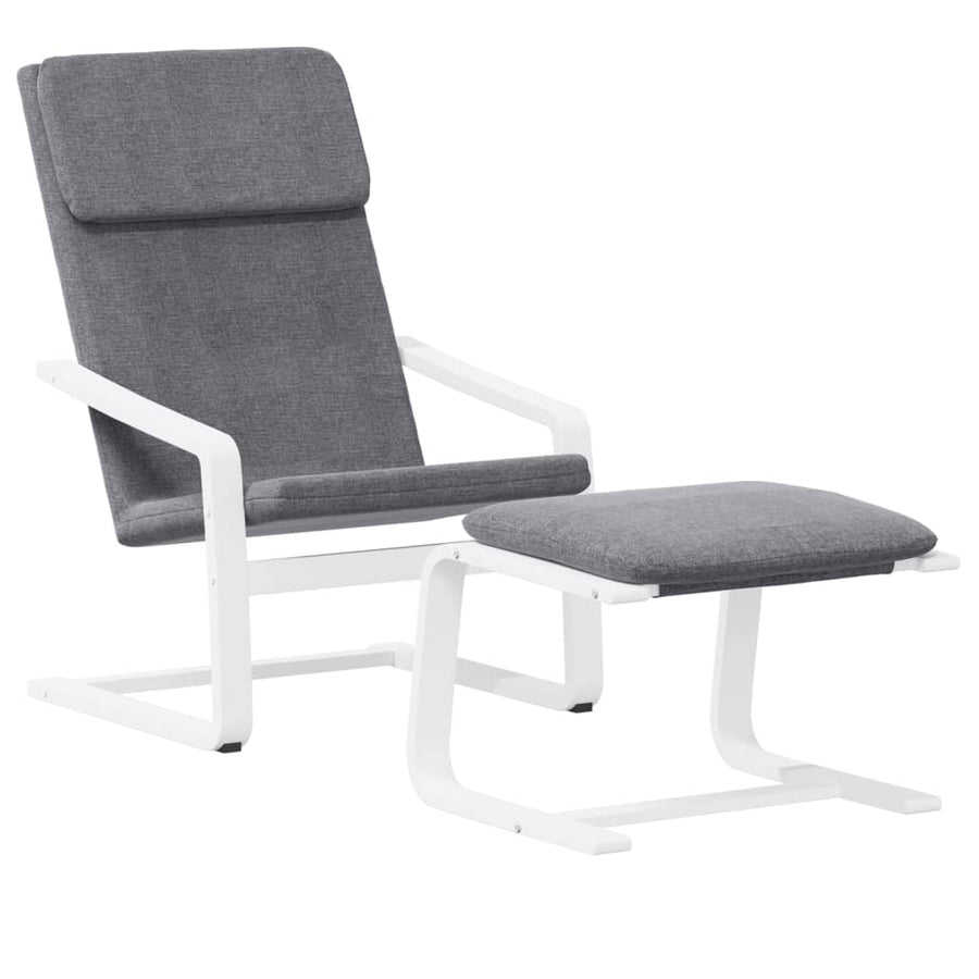 Relaxstoel Met Voetenbank Stof Donkergrijs dark grey and white