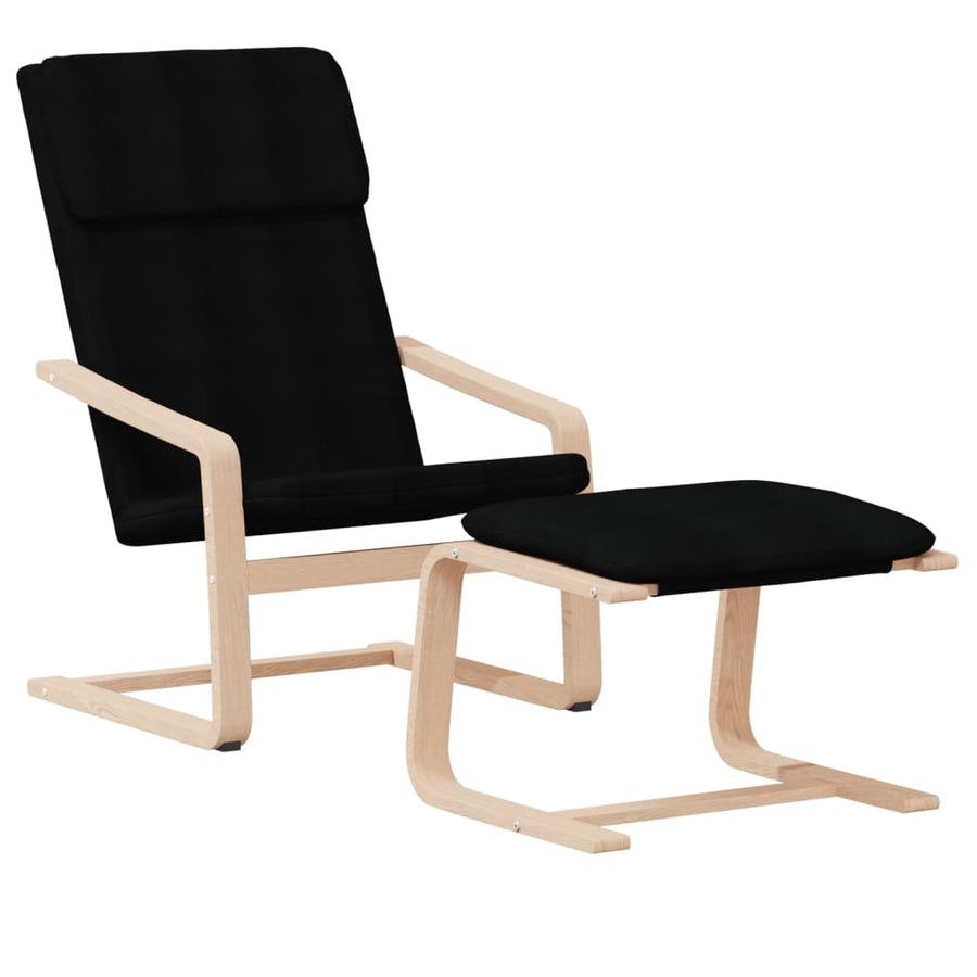 Relaxstoel Met Voetenbank Stof Zwart en bruin