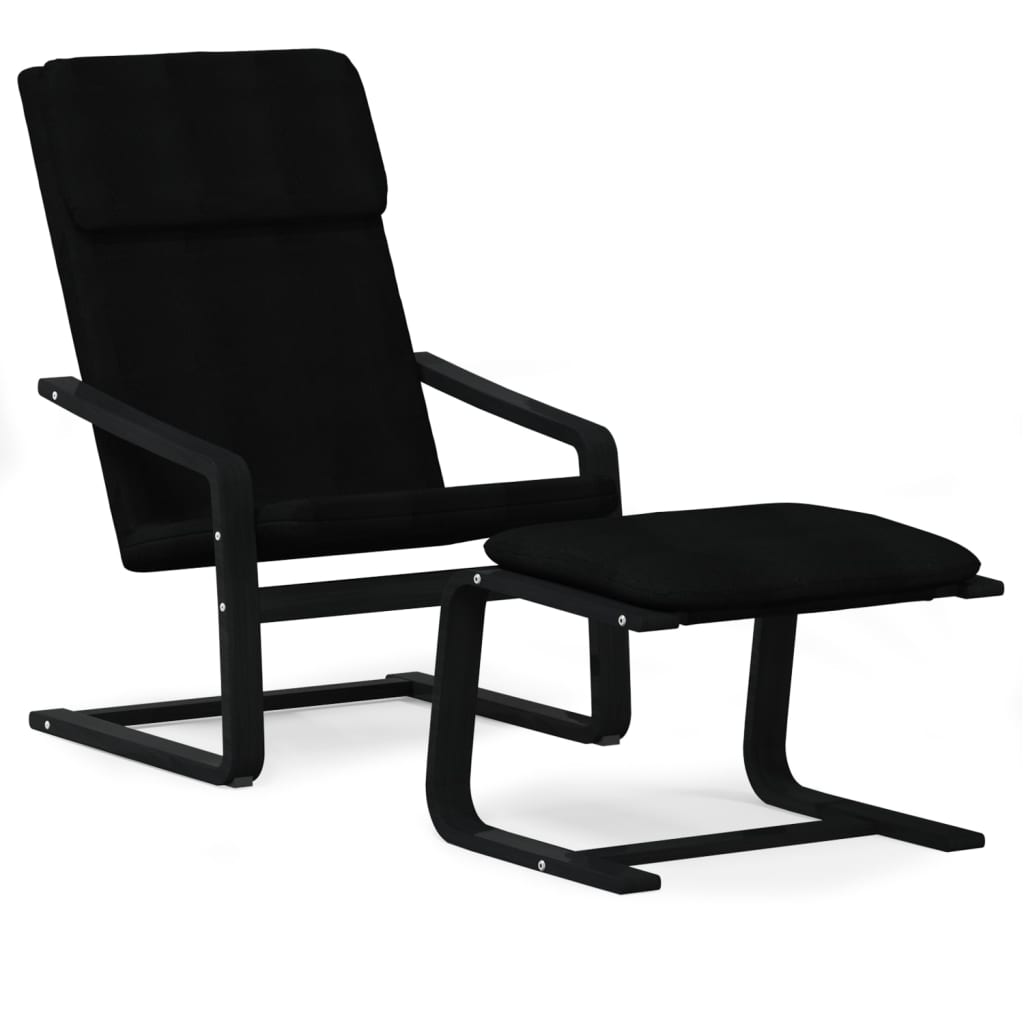 Relaxstoel Met Voetenbank Stof Zwart