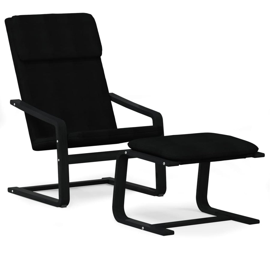 Relaxstoel Met Voetenbank Stof Zwart
