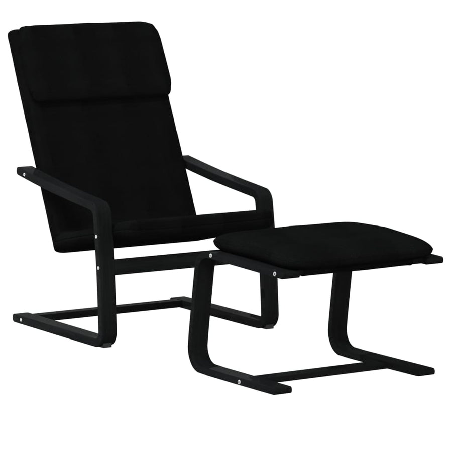 Relaxstoel Met Voetenbank Stof Zwart
