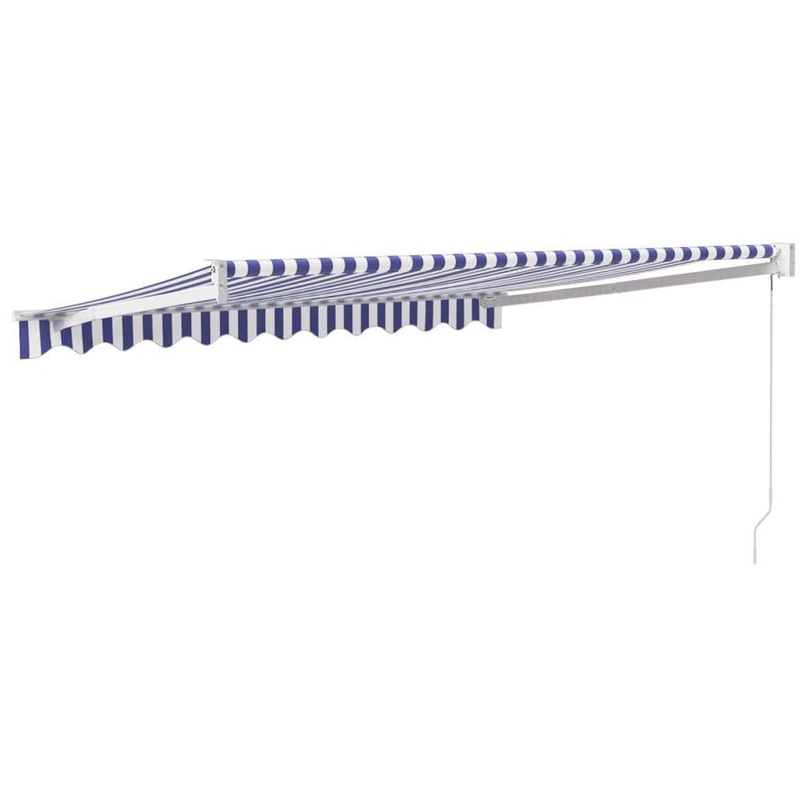 Luifel Uittrekbaar 3X2,5 M Stof En Aluminium Blauw En Wit