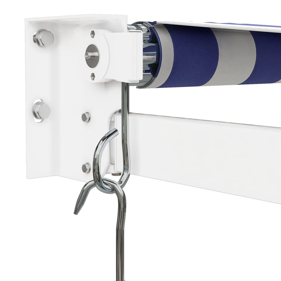 Luifel Uittrekbaar 3X2,5 M Stof En Aluminium Blauw En Wit