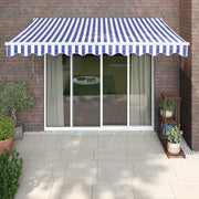 Uittrekbare luifel 3x2,5 m blauw wit stof aluminium