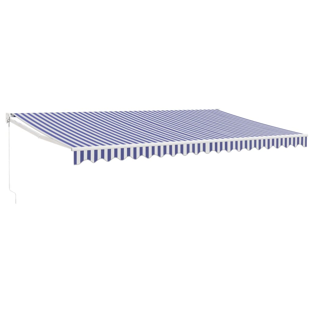 Luifel Uittrekbaar Stof En Aluminium 5 x 3 m Blauw en wit