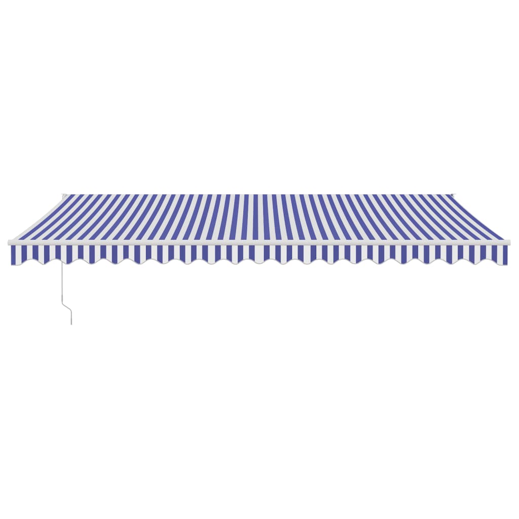 Luifel Uittrekbaar Stof En Aluminium 5 x 3 m Blauw en wit