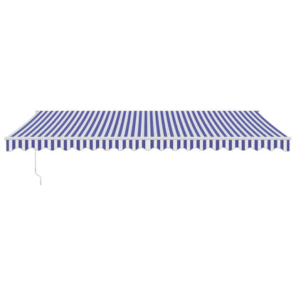 Luifel Uittrekbaar Stof En Aluminium 5 x 3 m Blauw en wit