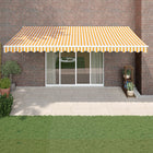 Awning retractable 5x3 m fabric and aluminium yellow and white