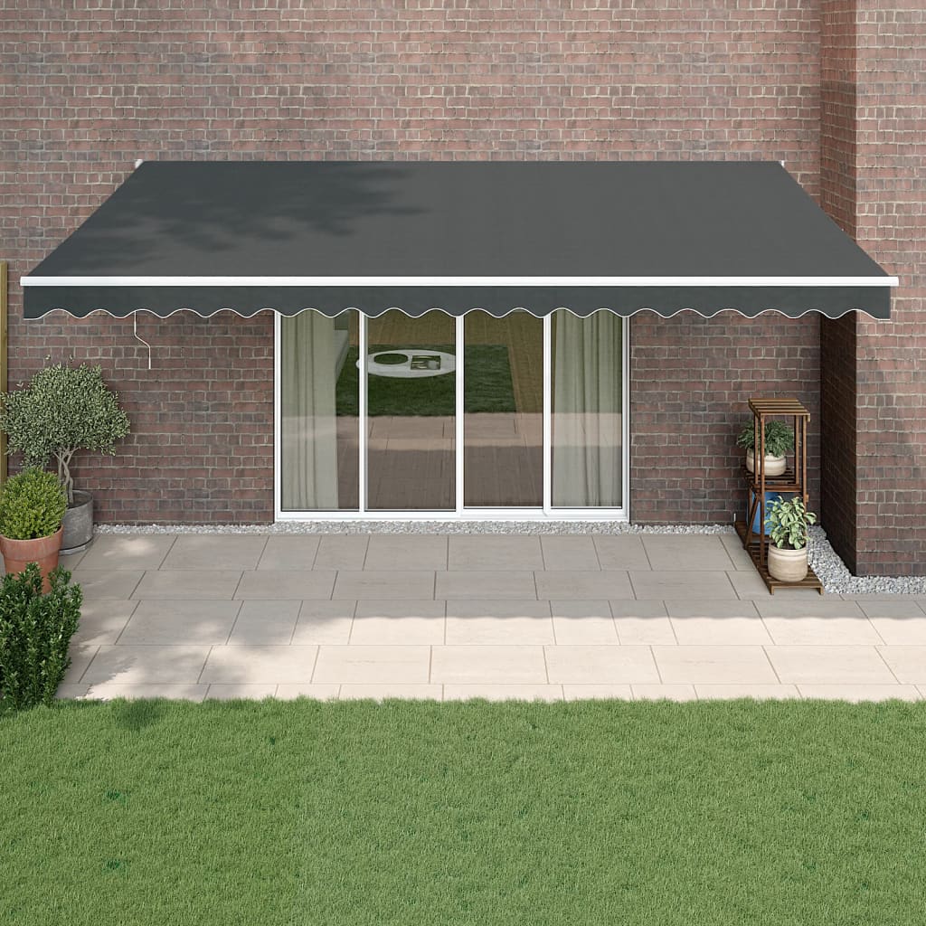 Luifel Uittrekbaar 5X3 M Stof En Aluminium Antracietkleurig 5 x 3 m Antraciet en wit