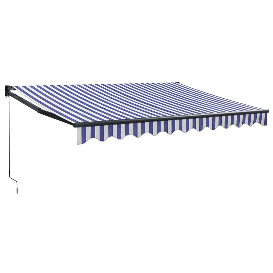 Luifel Uittrekbaar 3,5X2,5 M Stof En Aluminium Blauw En Wit