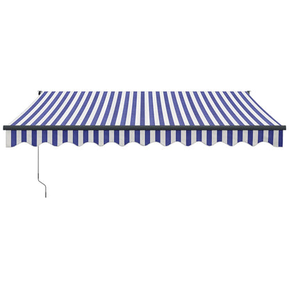 Luifel Uittrekbaar 3,5X2,5 M Stof En Aluminium Blauw En Wit