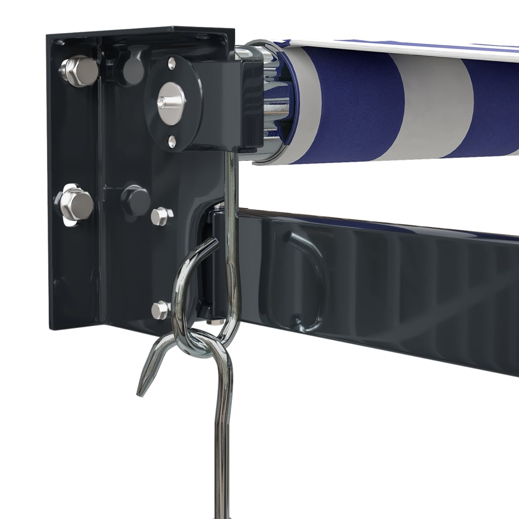 Luifel Uittrekbaar Stof En Aluminium En Wit 4 x 3 m Blauw en zwart