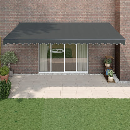 Luifel Uittrekbaar Stof En Aluminium Antracietkleurig 5 x 3 m Antraciet (grijs frame)