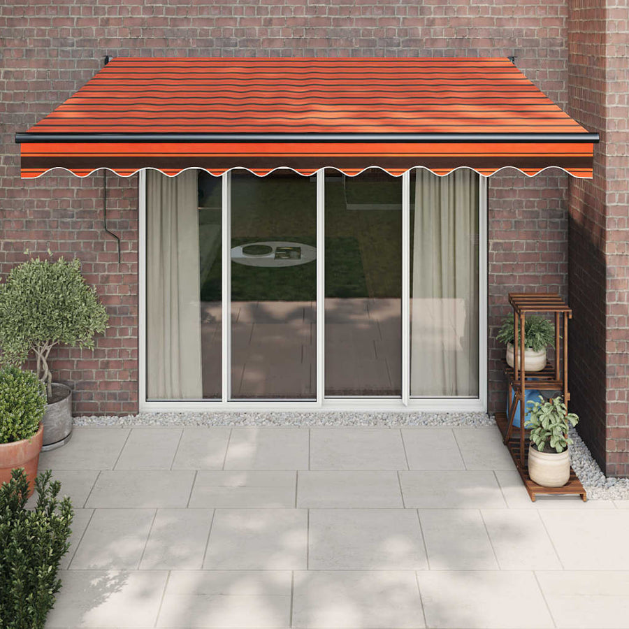 Luifel Uittrekbaar 3,5X2,5 M Stof En Aluminium Oranje En Bruin