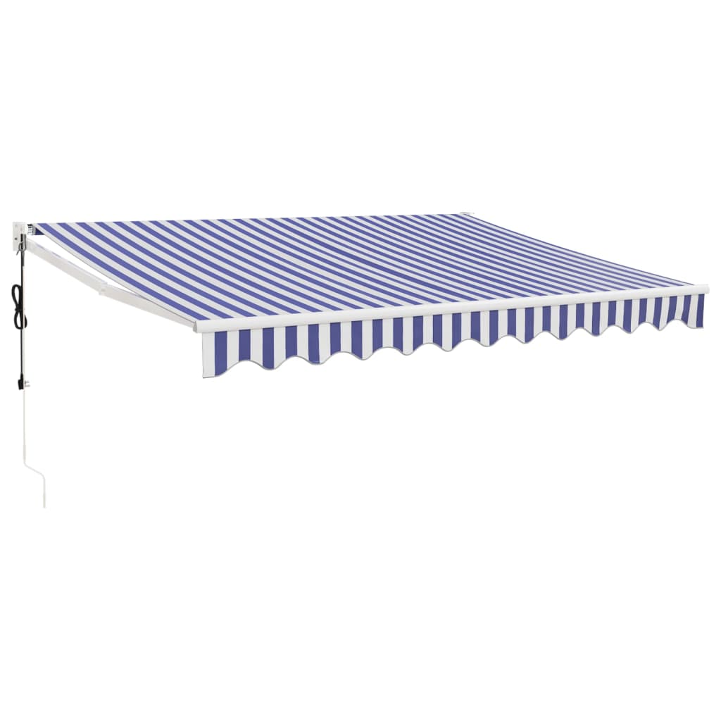 Luifel Automatisch Uitschuifbaar 3X2,5 M Blauw En Wit 3 x 2.5 m