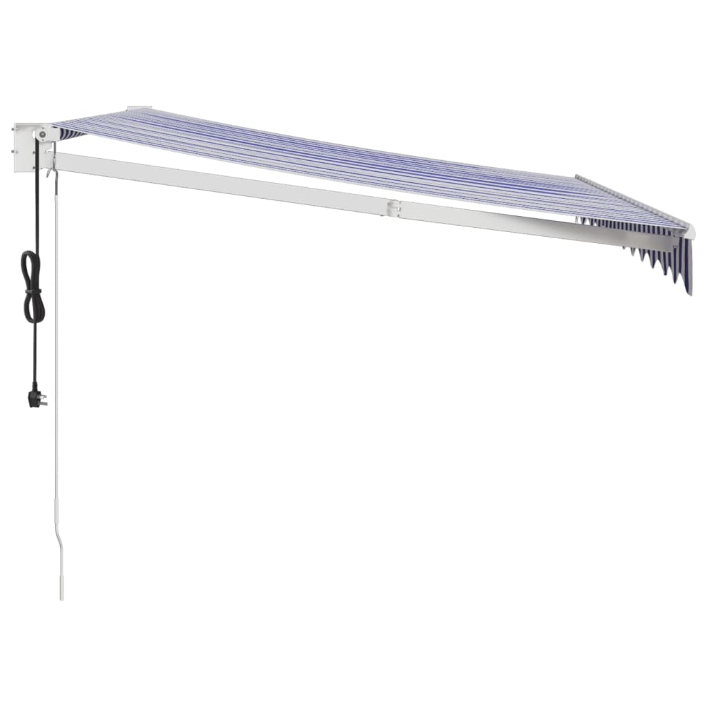 Luifel Elektrisch Uitschuifbaar 3,5X2,5 M 3.5 x 2.5 m Blauw en wit