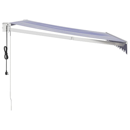 Luifel Elektrisch Uitschuifbaar 3,5X2,5 M 3.5 x 2.5 m Blauw en wit