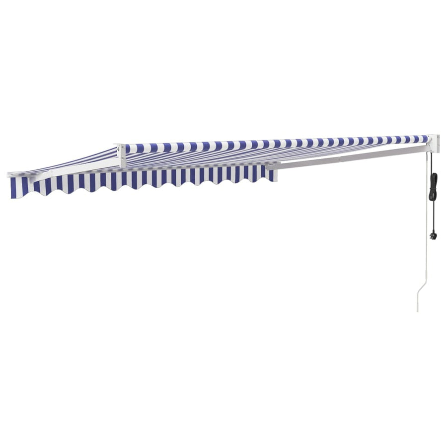 Luifel Elektrisch Uitschuifbaar 3,5X2,5 M 3.5 x 2.5 m Blauw en wit